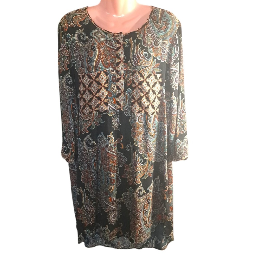 Anthropologie Fig And Flower Women's Tunic/Dress Black/Multicolor Paisley Size L